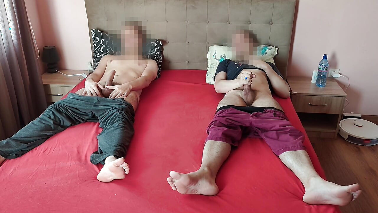 Horny straight friends jerking