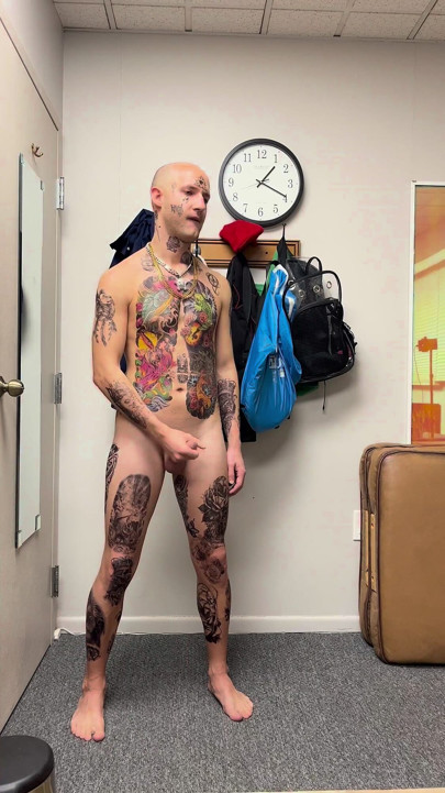 Face Tatted Twink Jerking While Dildo Fucked