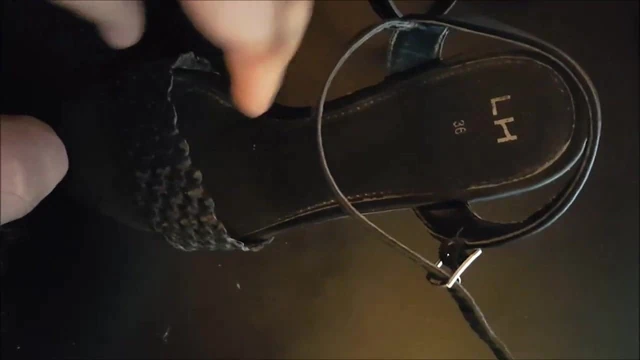 Huge cumshot while fucking black wedge sandals