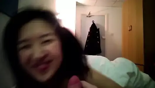 asian gf sucks white cock pov