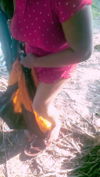 Thrilling moment from "Naibroat bhabhi cjance his dress side the pond."