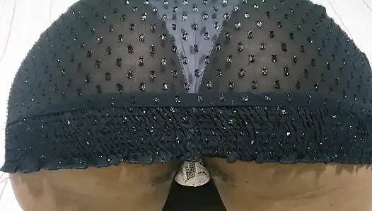 Hot Brunette petite babe in a Hot Dress with Panties to show her tight pussy