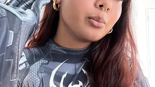 Small desi girl Mia Z masturbates and reacts to hentai