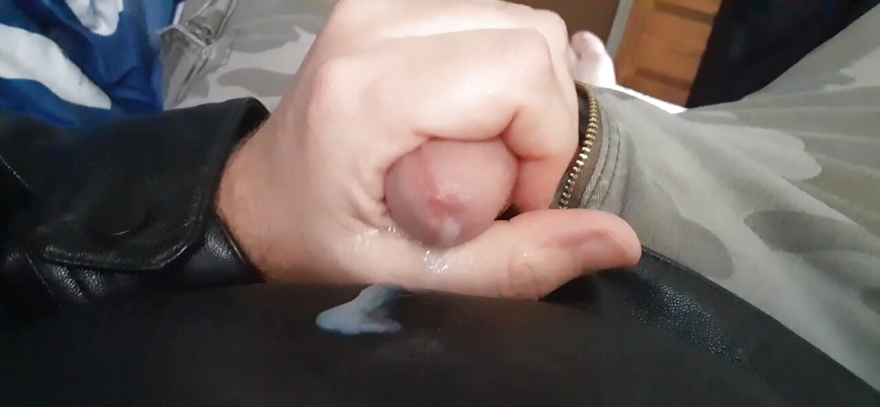 Cum on leather and cargo pants