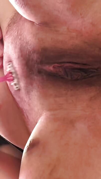 Woman Shaving Her Hairy Vagina