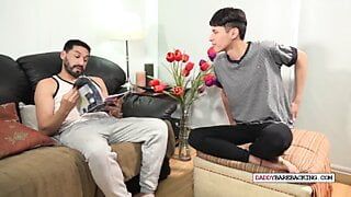 Spanked Latin twink barebacked by DILF after blowjob