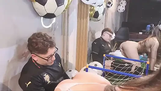 Sweaty amateur sex: My stepbrother fucks me after playing football.