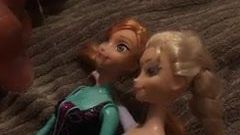 Anna and Elsa doll cum vid