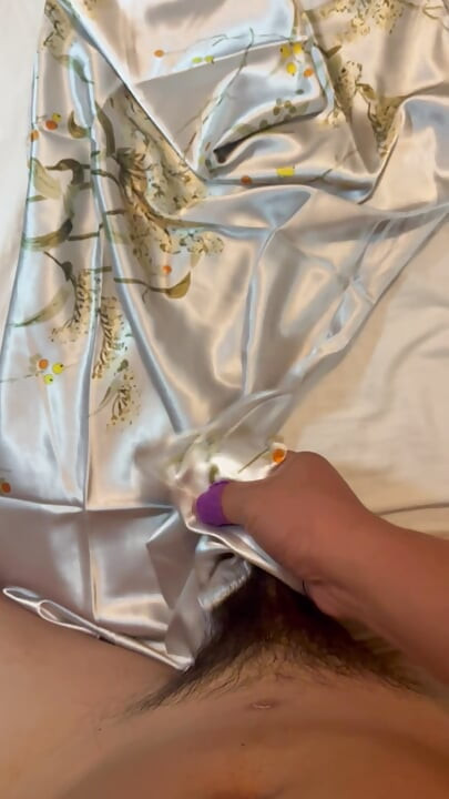 Soft dick cum on satin night slip