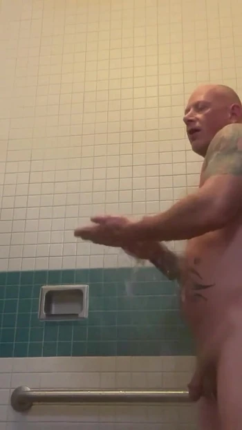 Memorable moment from "Hot military man shower"