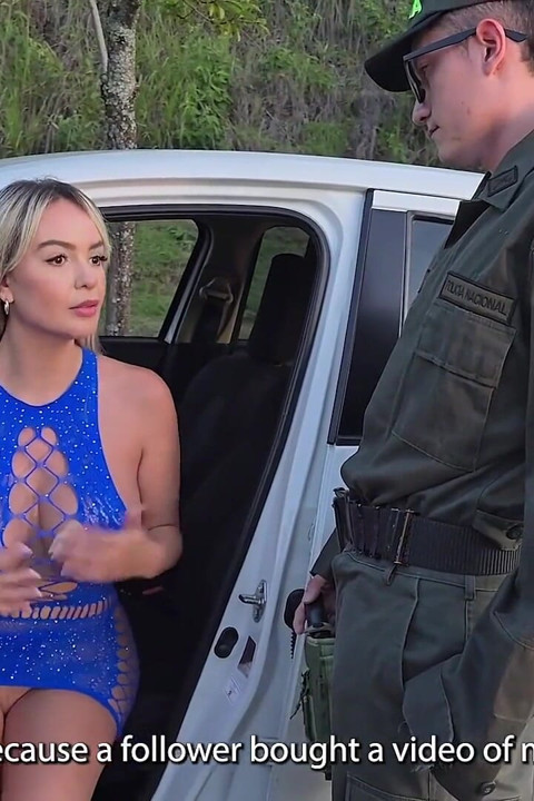Police Officer Fucks a Beautiful Colombian Woman After Being Caught Masturbating in Her Outdoor Car
