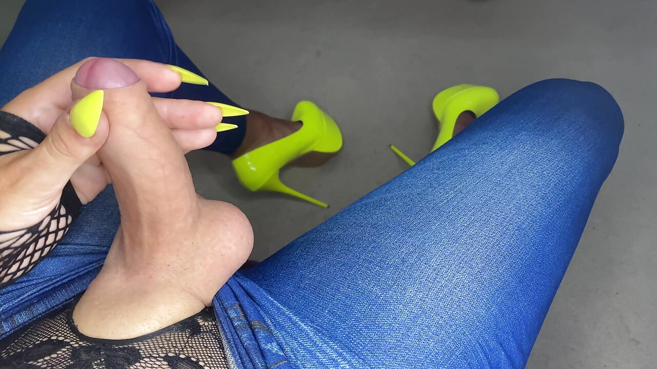Playing with my cock in high heels