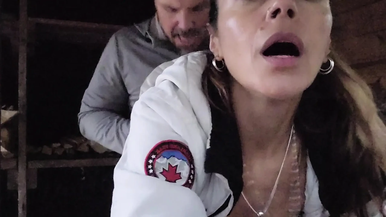 Fucking my wife outside while she is chopping fire wood