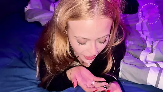 ''OMG, that's a lot of cum'' Young Blonde Gives A Blowjob And Receives A Massive Cumshot To Swallow And Play With