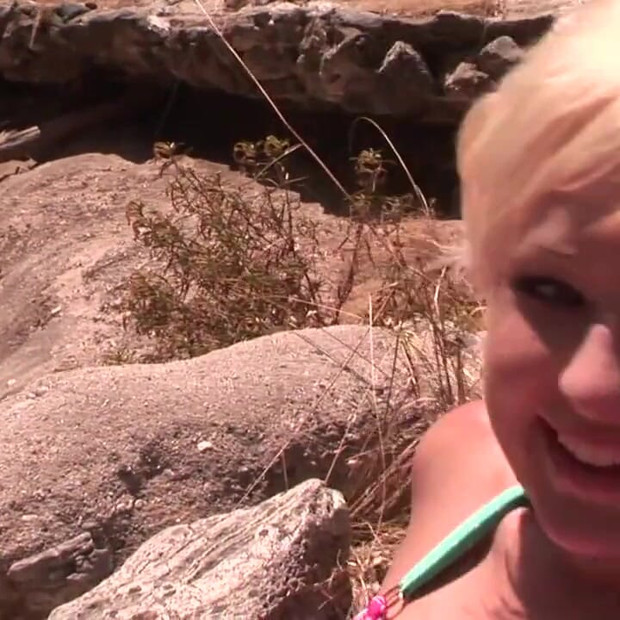 Blonde tourist gets screwed by a huge black cock