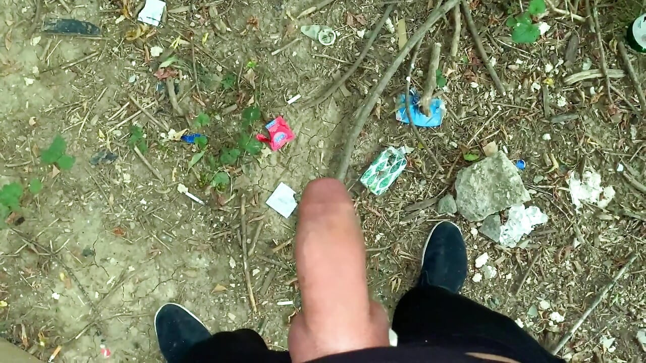 Glande brilhante com Precum goza na área de sexo de cruzeiro