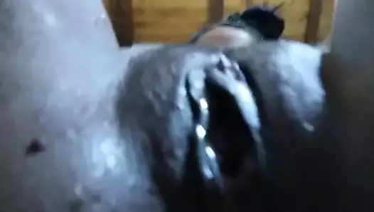 the bull peeing the pussy of my cheating girl after giving her a creampie