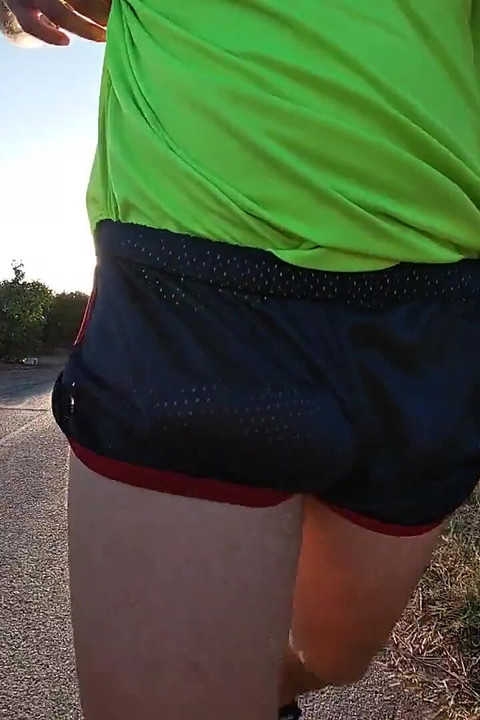 Tight Shiny Sport Shorts Bulging Routine (freeballing Outdoors)