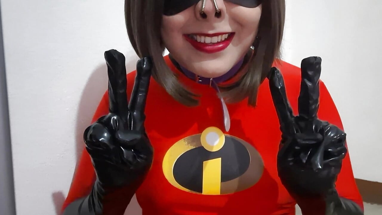 Cute Trap Elastic Whore Giving a Blowjob to BBC and Eating Cum after Deepthroat wearing a BDSM Nosehook