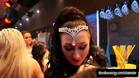 Horny clubbers fucking giant dicks in public