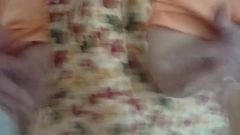 Wife plays with her tits