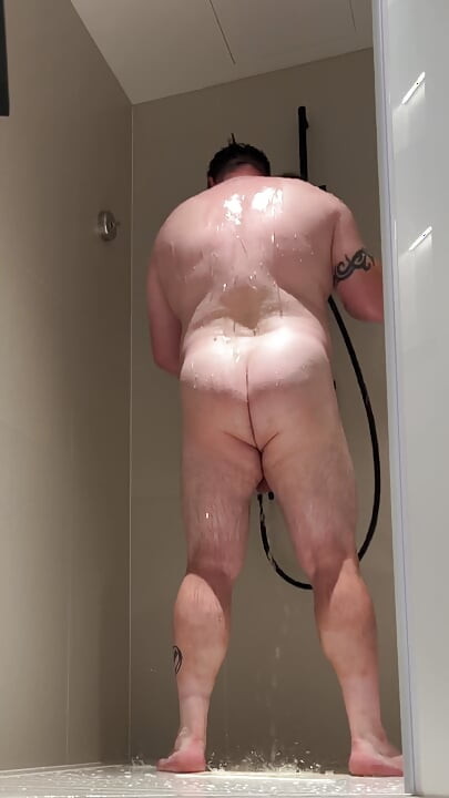 Tight Black Swimming Trunks Piss Cum and Shower