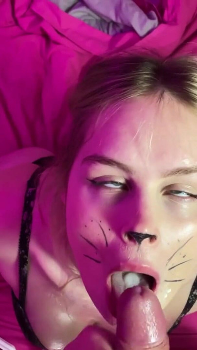 Memorable moment from "Kitty Girl Blowjob with Whipped Cream & Cum Swallow"