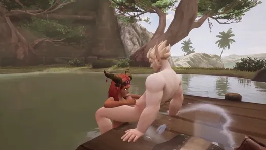 Elfo recibe una mamada en el muelle: parodia de Warcraft