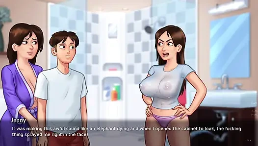 Üvey oğul duş alırken üvey kız kardeşini doruğa çıkarıyor (yaz mevsimi efsanesi)