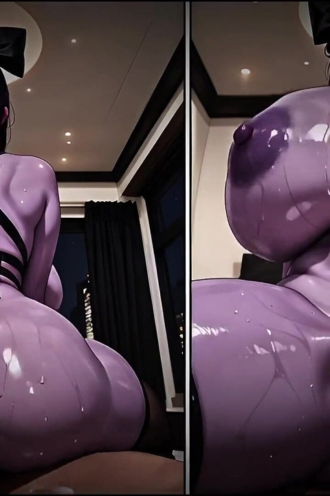 Blindfolded Purple Woman Oiled and Fucked Hard - Huge Tits Dripping Fantasy POV