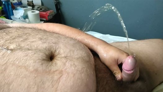 Big Hairy Bear Pissing on Himself in Bed