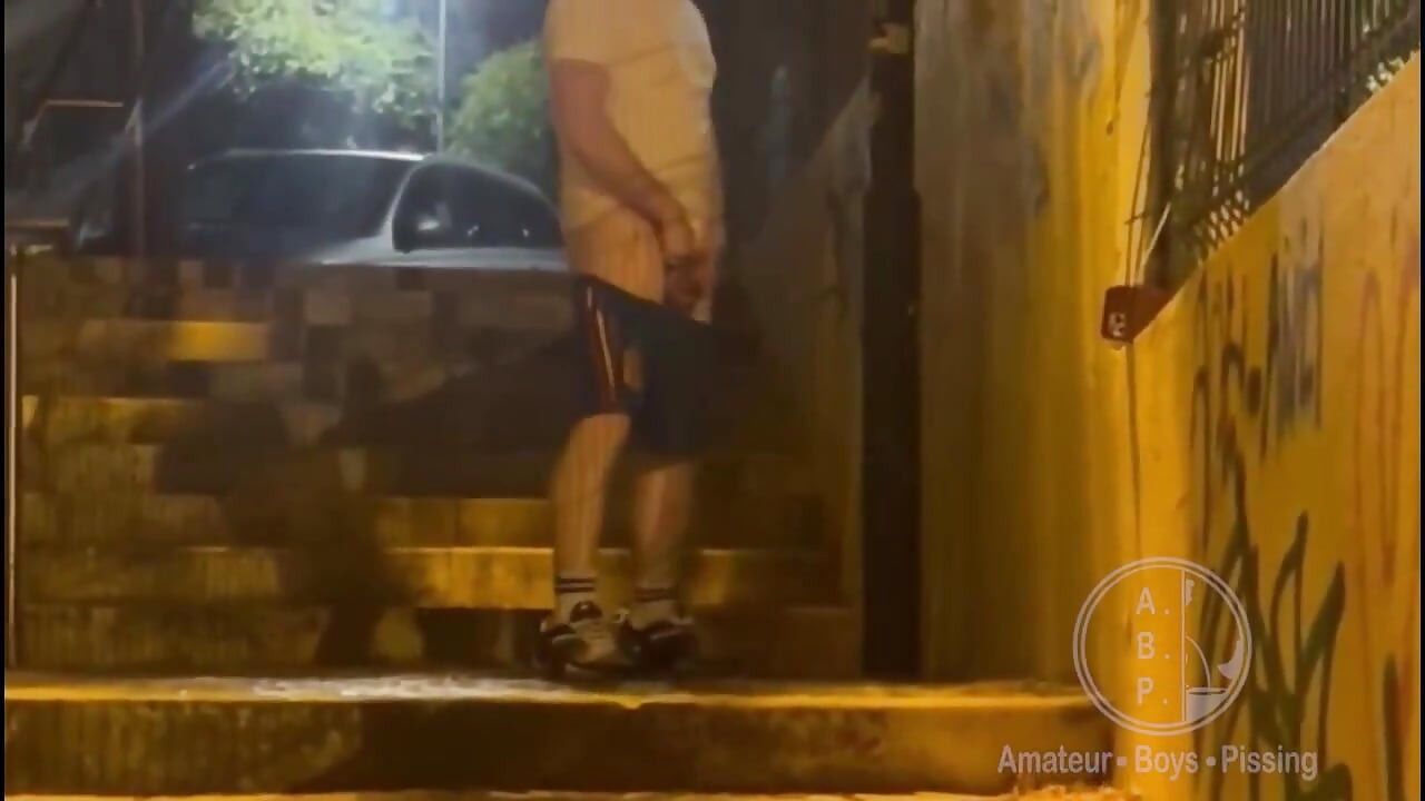 Straight Boy Caught Peeing in the Street for the Second Time in the Same Night - Homemade Video