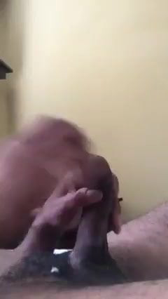 BBC stroking and eating his own cum