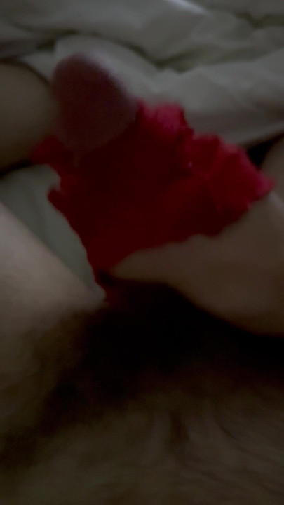 Rubbing my cock in wife's panties