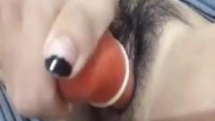 Asian Hairy Pussy Dildoing