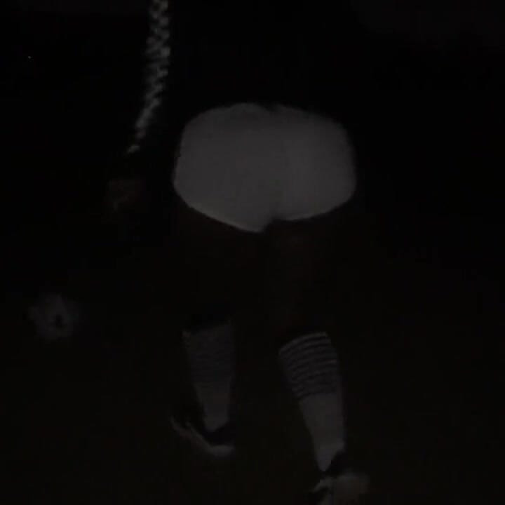 Dirty Diana Kicking Soccer Ball in Booty Shorts Night Time