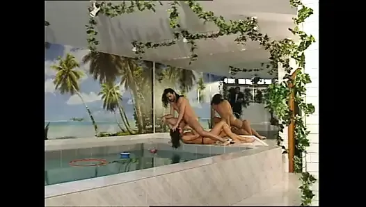 Hot wild sex party by the swimming pool