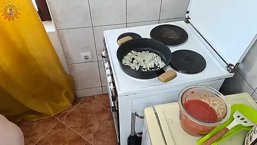 Mila Naturist Cooks the Best Meat Sauce Naked