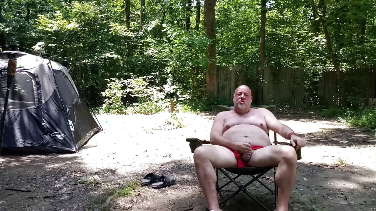 Caught!! Bear in the Woods Jerking off When a Stranger Approaches!!