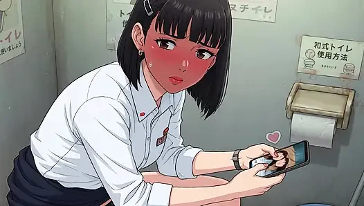 A female toilet office girl peeing