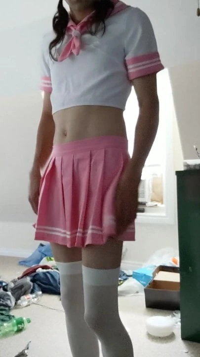 SissyKitty in cute school girl outfit