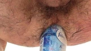 Big thick bottle with weird head up my hole gape stretch