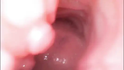 Endoskop dölleme. Amcık içindeki kamera yarağın amının içine boşalğını gösteriyor