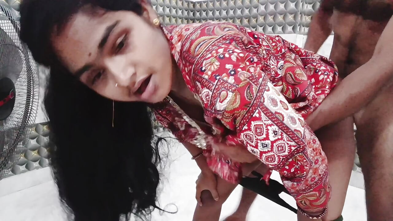 Real Indian Couple Hot Sex in Red Dress - Blowjob, Deepthroat, Missionary & Doggy with Cum on Breasts