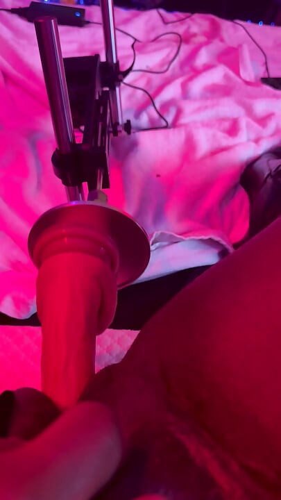 Trans woman alone with sex machine