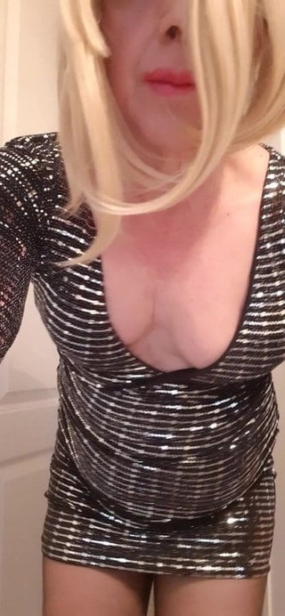 Sissy crossdresser in sexy new dress