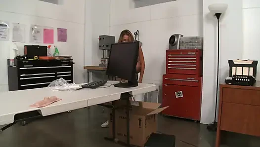 Bubbly brunette gets hard doggy style fuck after sybian masturbation