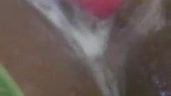 Ebony creamy masturbation with dildo