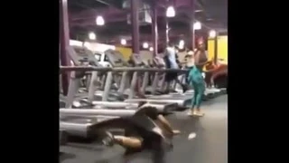 Funny Treadmill Fail for a hot Pawg in the Gym