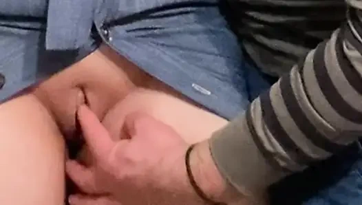 Dirty Hobby! Old Man Fingering Perfect Pussy in Public